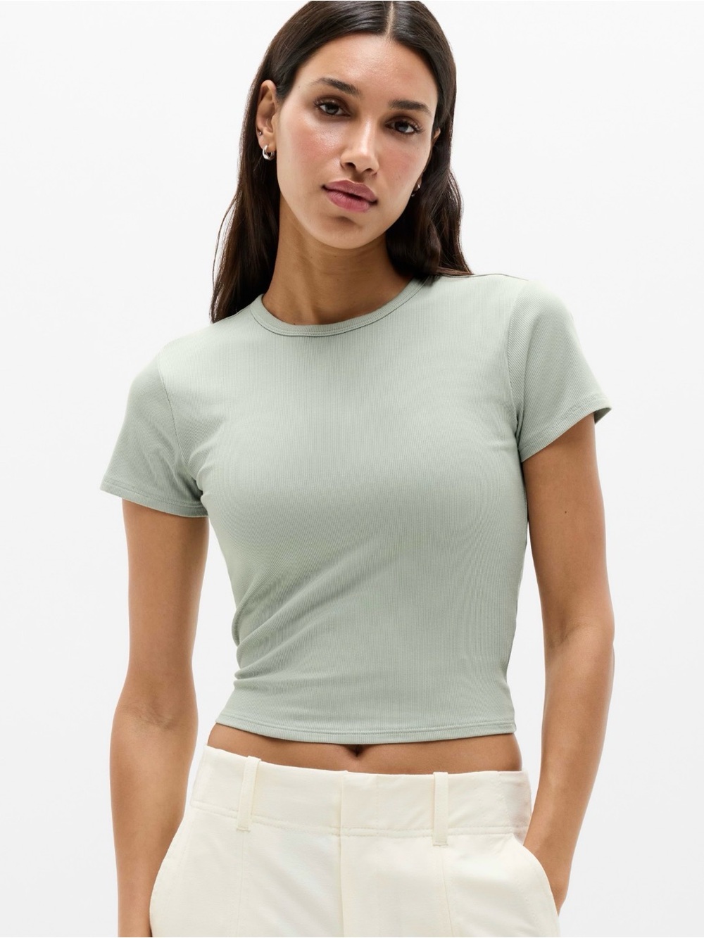 Athleta Signature Rib Crop Tee — Vera — Sz S